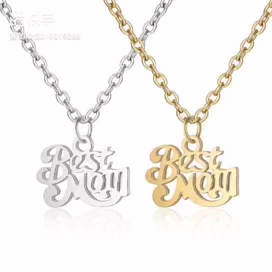 Stainless Steel Best Mom Charm Necklace 