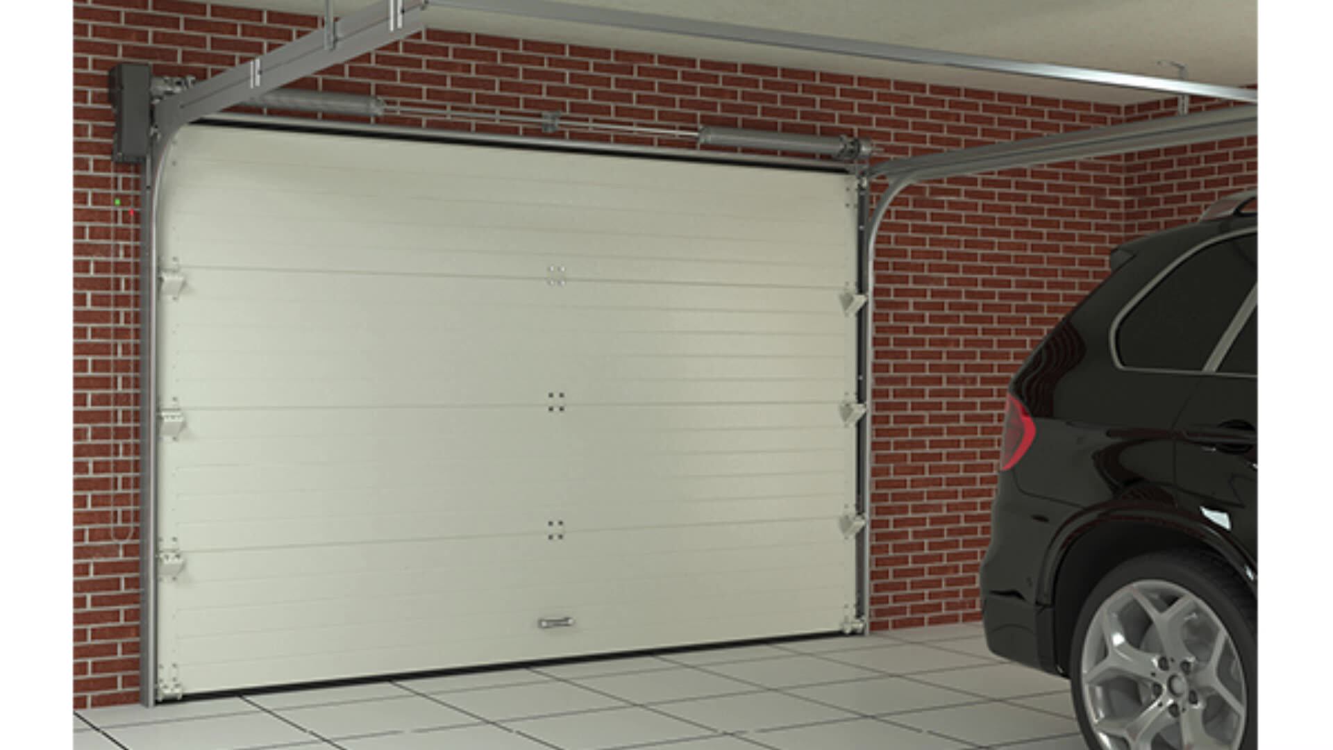 Sectional Automatic Galvanized Steel Double Lockup Garage Door Wood
