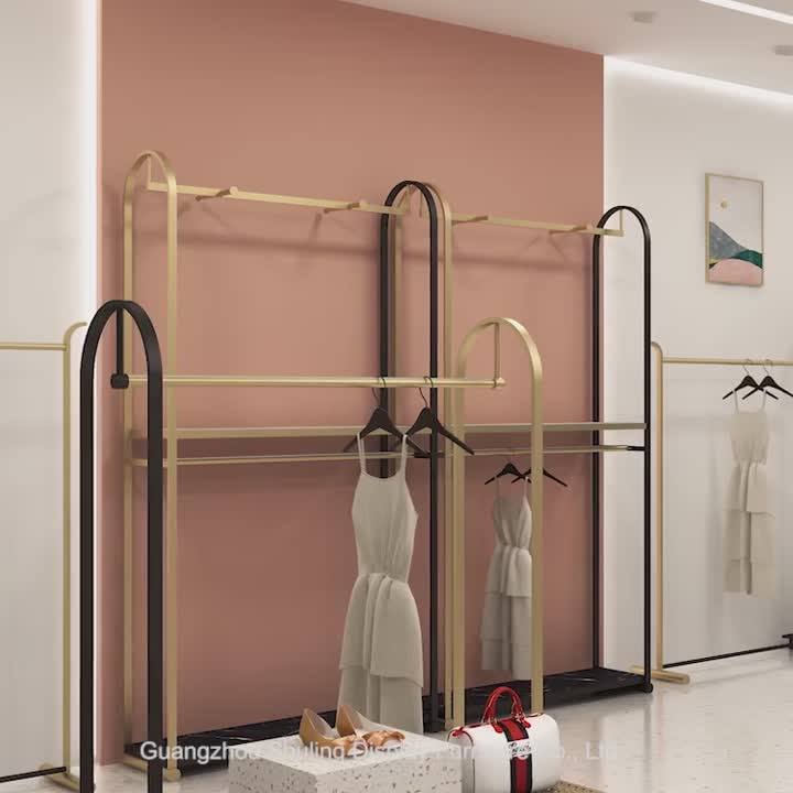 Rose Gold Shiny Clothes Hanging Display Rack For Furniture