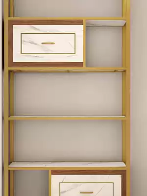 Light luxury shelf multi-storey shelf living room compartment simple modern office metal bookcase floor wine rack