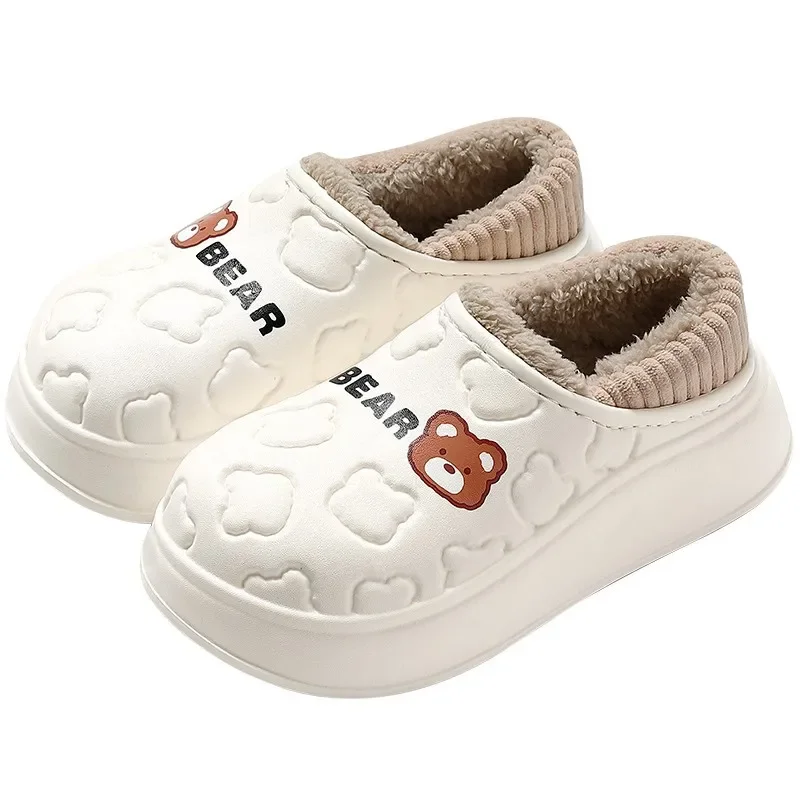 Waterproof Cotton Slippers Women's Autumn and Winter Indoor Home 2024 New Style Warm Plush Outer Wearing Cotton Shoes