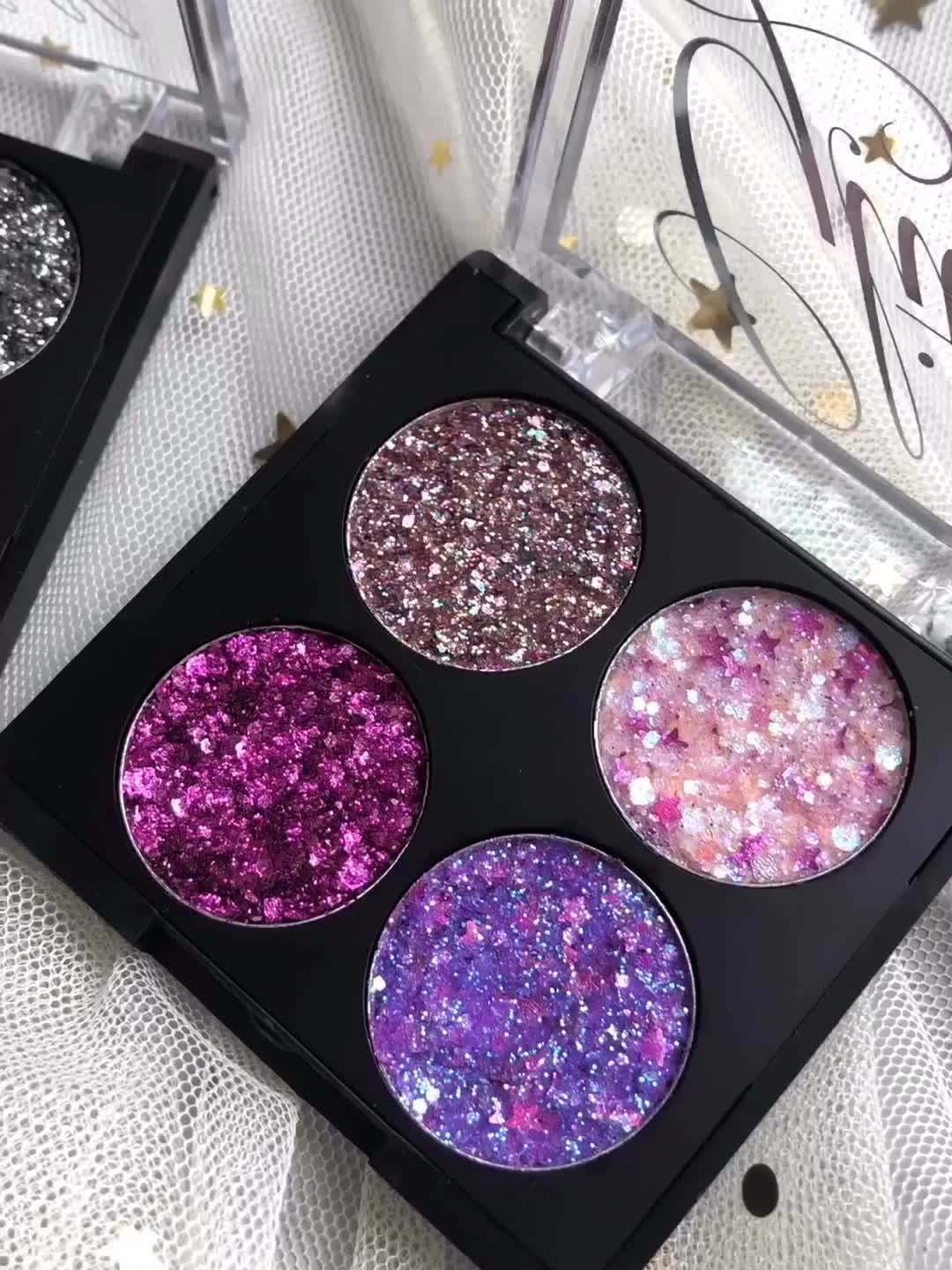 Handaiyan Professional 4 Colors Glitter Eyeshadow Palette Waterproof
