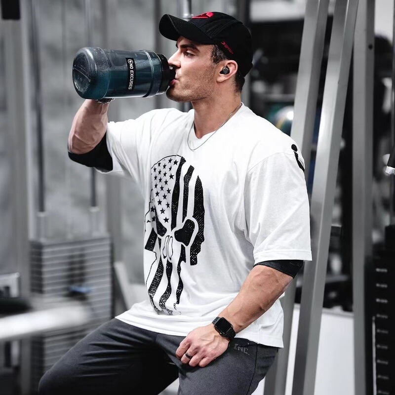 Bb Same Style Punisher Combed Cotton Short-Sleeve Fitness Sports Loose T-Shirt Top European and American Size