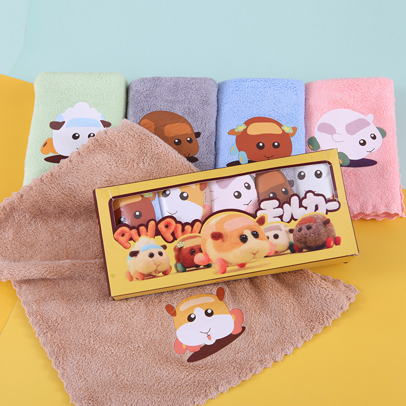 Q square towel 5 fitted cartoon geranimate carriage towel soft suction doll machine to draw custom logo