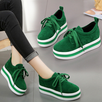 British style thick-soled platform shoes womens spring single shoes all-match casual shoes 2021 new student inner height-increasing shoes tide