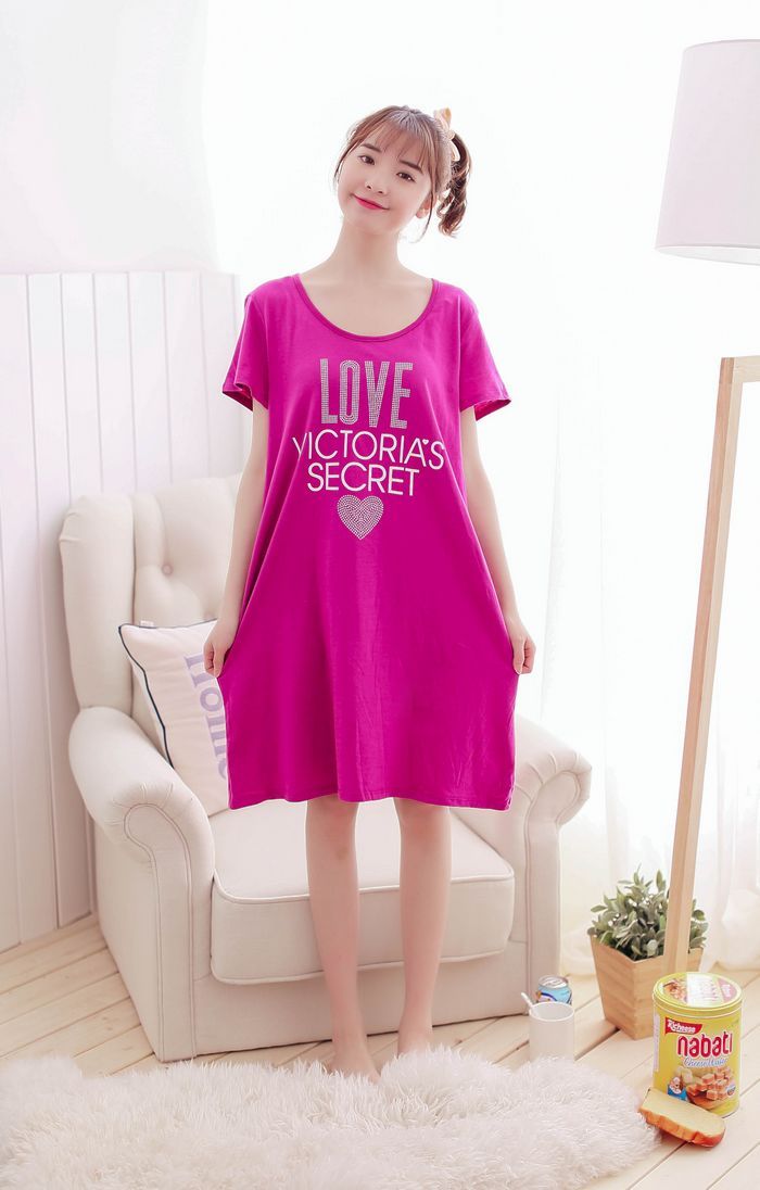 Đồ ngủ nữ mùa xuân và mùa hè ngọt ngào dễ thương ngắn tay nightdress vòng cổ bông dịch vụ nhà kích thước lớn thai sản dress cộng với chất béo váy