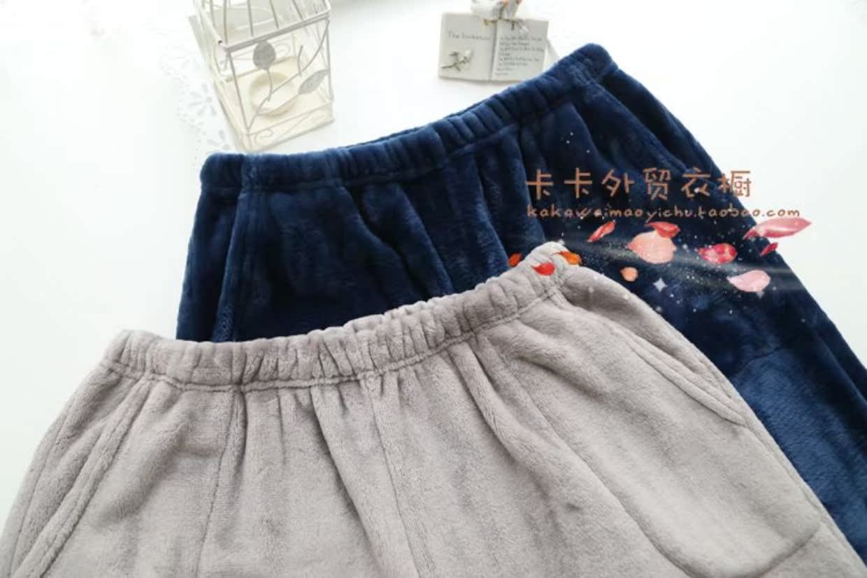 P đơn giản màu rắn nam mùa thu và mùa đông dày lông cừu lông cừu đồ ngủ nhà quần quần rất mềm mại và ấm áp quần baggy nữ