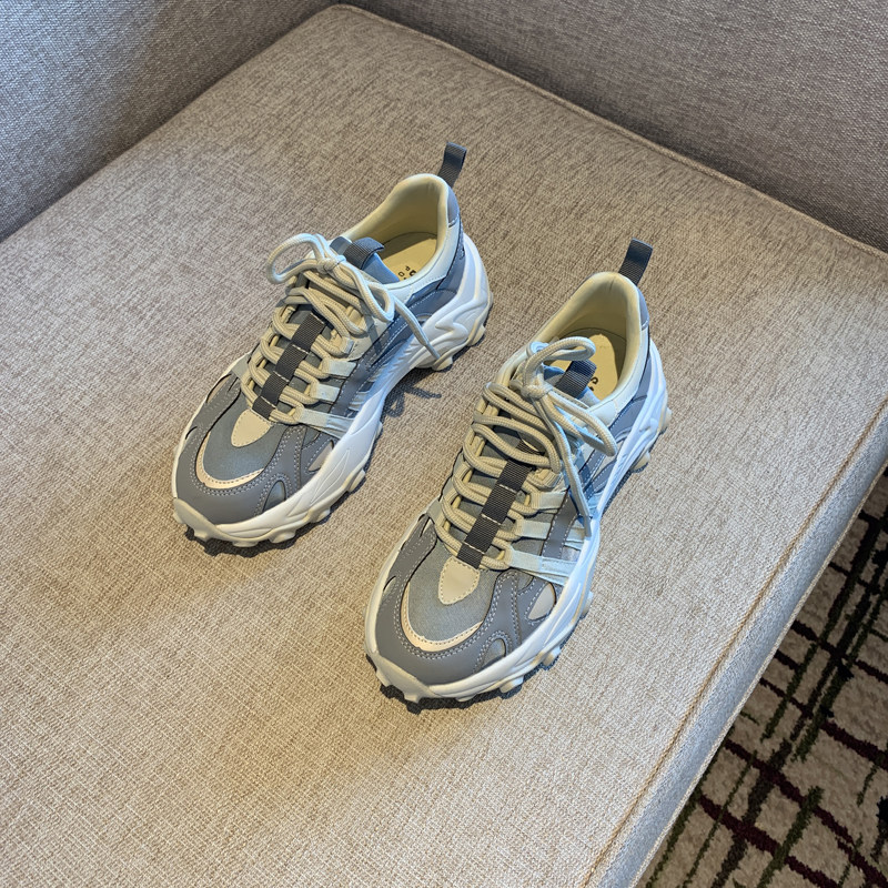 Nicole veve women's sports casual shoes new leather all-match comfortable lace-up thick bottom ins dad shoes women's tide