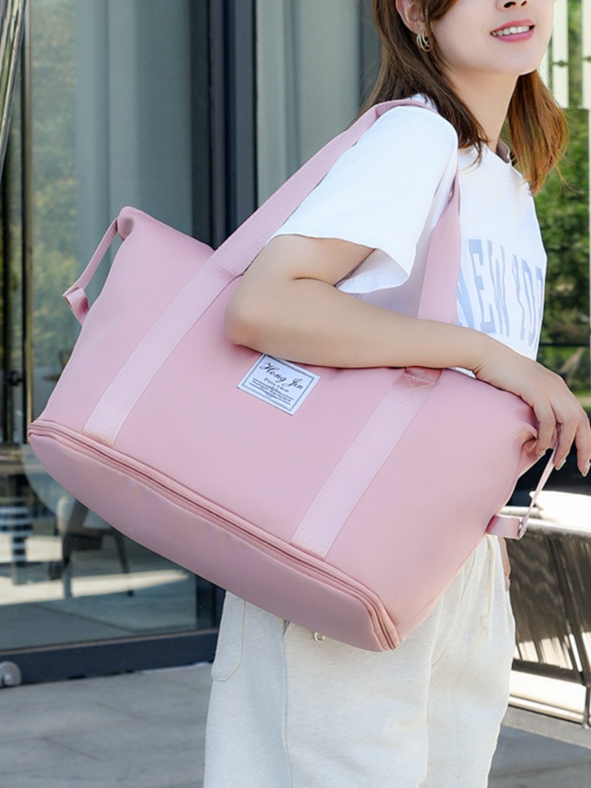 Lightweight Travel Bag, Women's Fashionable Large-Capacity Yoga Fitness Bag, Portable Waterproof Luggage Bag, Short-Distance Storage Bag