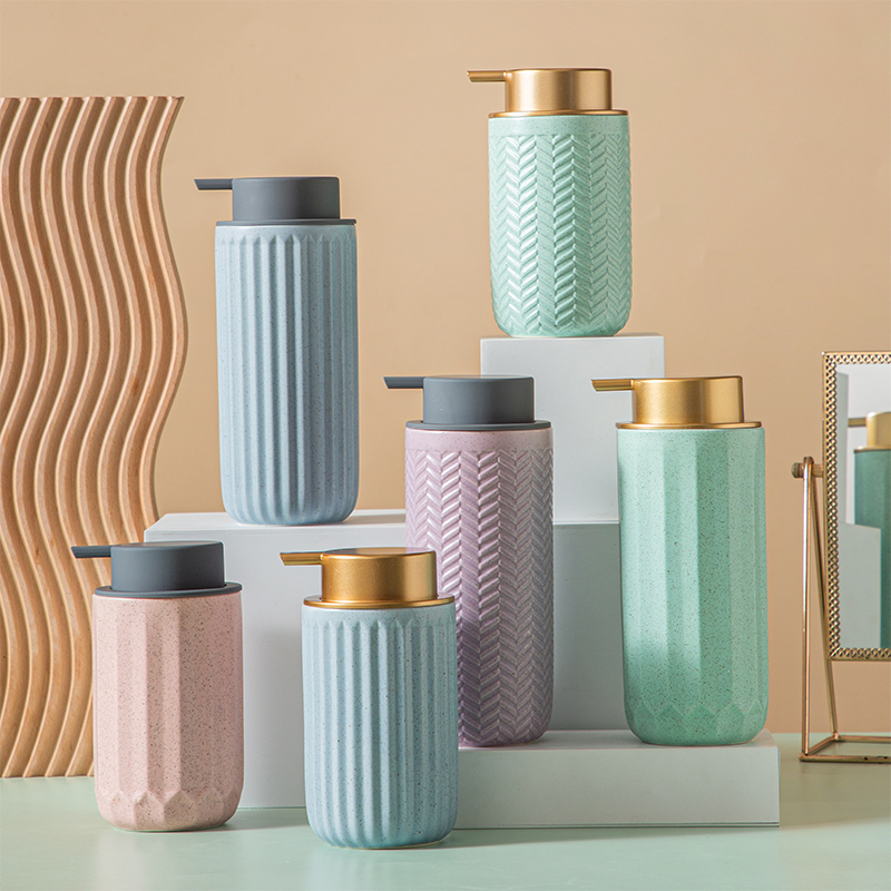 Ceramic glass lotion package press air bottle Nordic in wind hotel shampoo and bath handwash large capacity