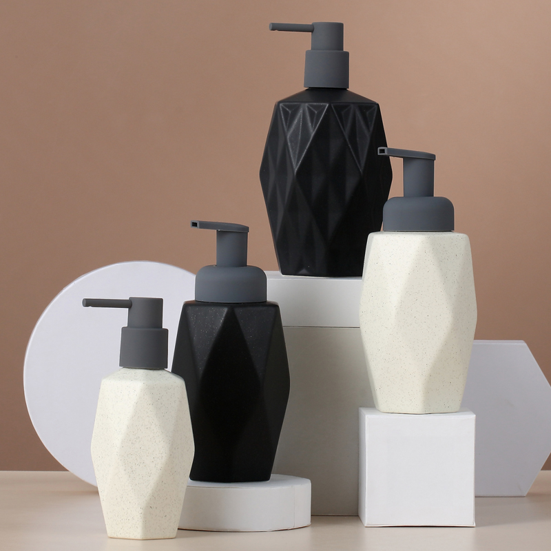 Ceramic mousse foam lotion packaging press empty bottle hotel homestay hand sanitizer bath bottle custom LOGO