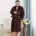 Flannel áo choàng nam cộng với phân bón XL san hô mịn vành đai áo choàng tắm mùa thu và mùa đông dài dày đệm dịch vụ nhà bộ đồ ngủ Night Robe