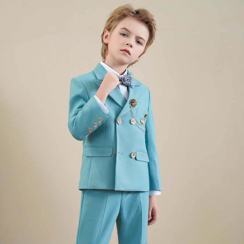 Boy's suit suits handsome Inlan wind flower boy boy birthday gown Children's piano presenter performs suit-Taobao