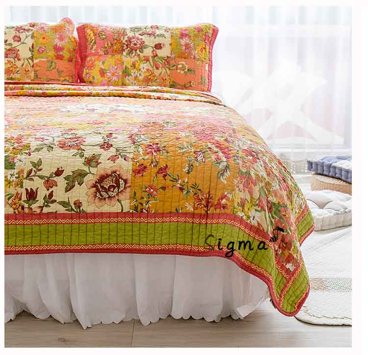 Mỹ bông mục vụ quilting được rửa sạch bởi ba bộ cotton trải giường mùa hè của nhãn hiệu điều hòa không khí