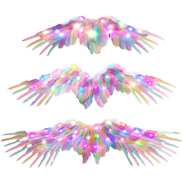 Rainbow feather wings back decoration unicorn angel elf fairy ສາວນ້ອຍຂອງຂັວນເວທີການສະແດງ props luminous