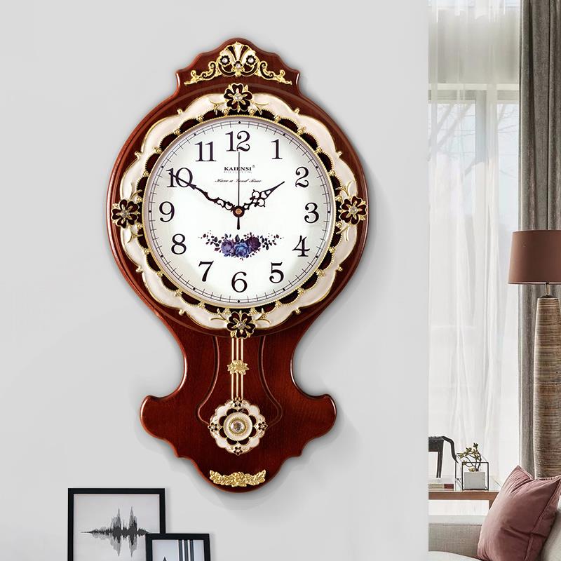 American wall clock living room home mute clock solid wood large decorative clock simple fashion atmosphere European wall watch
