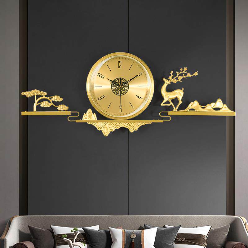 Chinese pure copper clock hanging bell living room home fashion clock hanging wall modern light lavish living room table villa quartz clock