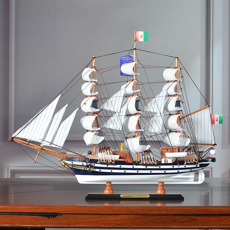 Wooden sailing model swing piece solid wood craft boat emulation living-room adornment Euro-style one sails smooth birthday present