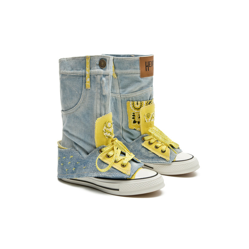 2026 High-Top Canvas Shoes, Niche Mandarin Duck Shoes, Yellow Paisley Jeans Booties, Fashionable Hot Girl Shoes