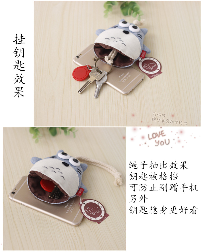 Sáng tạo mới DrawString đồng xu túi túi kéo khóa sinh viên nữ với túi vải hoạt hình làm bằng tay ví nữ dễ thương