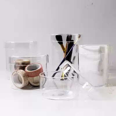 Nordic simple transparent glass storage can storage cans ornaments candy decorative tube cosmetic cotton cotton cotton stick box seasoning cans