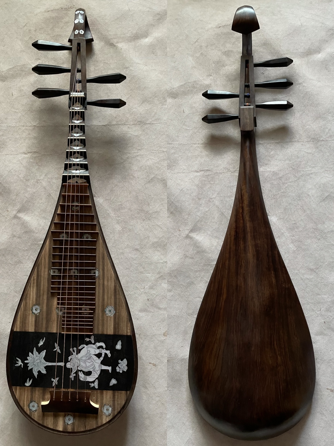 Pipa musical instrument five-string pipa imitated Tang Pipa red wood pipa black sandalwood pipa playing gig-Taobao