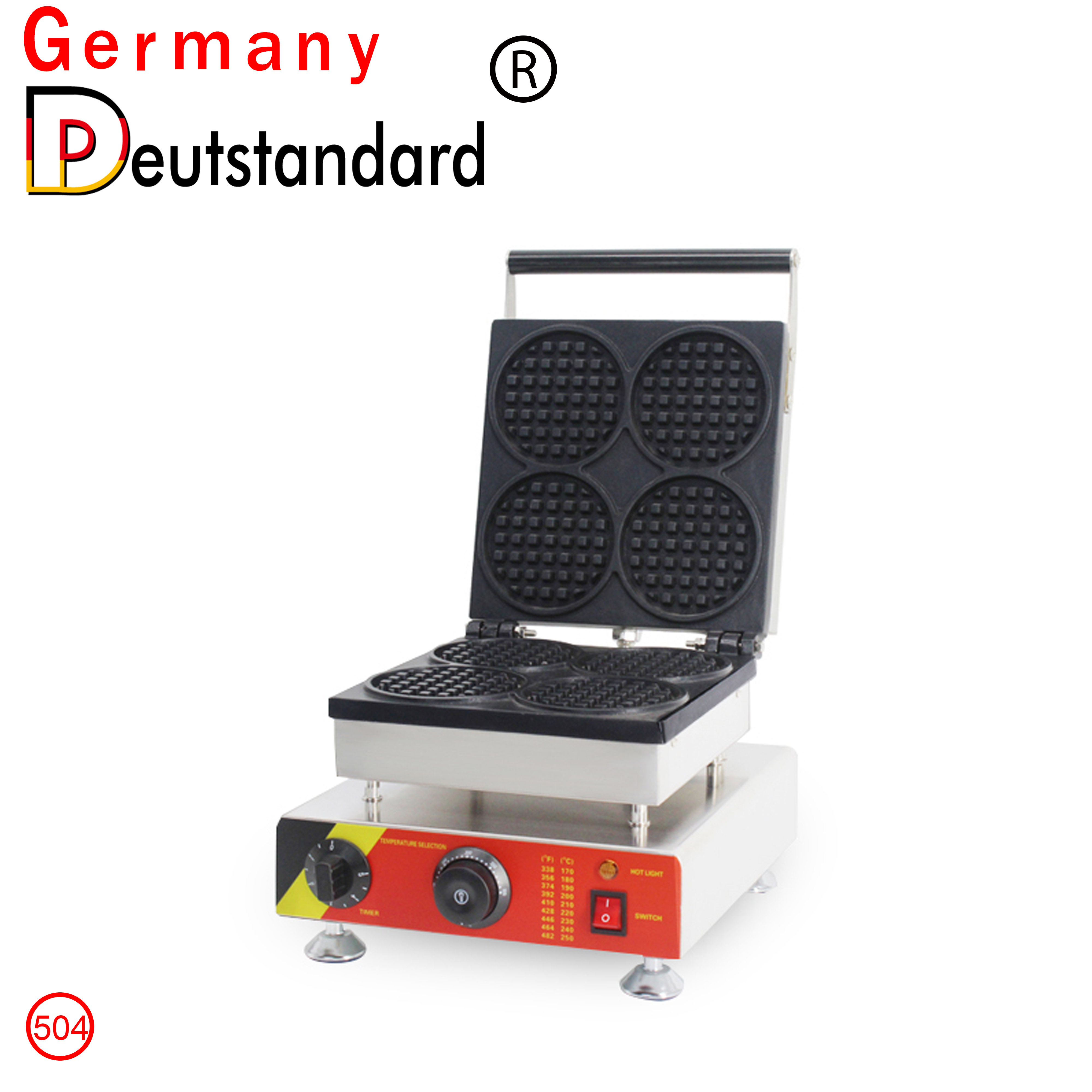 German brand NP-504 Commercial home Four-piece round waffle oven baked cake electromechanical frying machine stainless steel 201