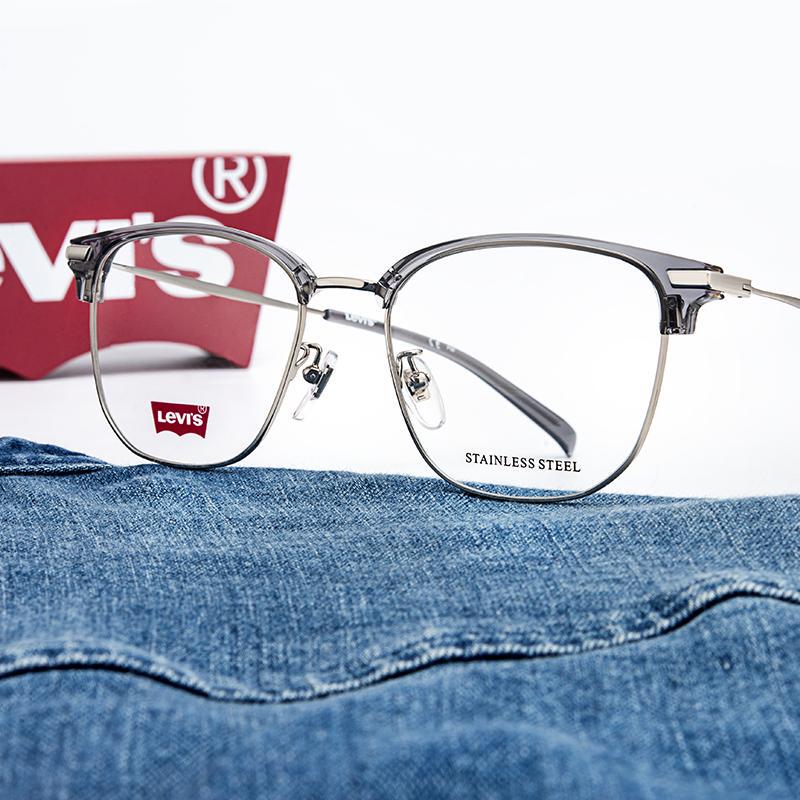 Levis Levi's Prescription Glasses for Men, Retro Eyebrow Frame, Trendy Metal Frame for Women, Can Be Fitted with Lenses Lv7147F