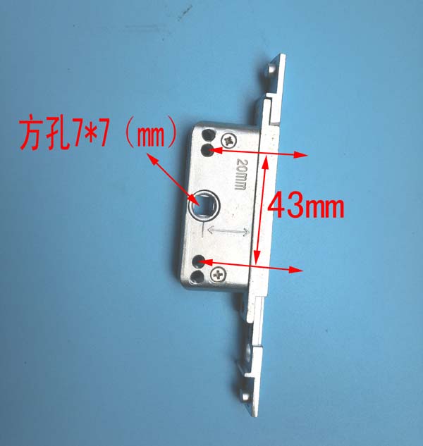 Aluminum alloy plastic steel flat open window driver one-way transmission lock box Spring light flat door window transmission lock square hole 7 * 7