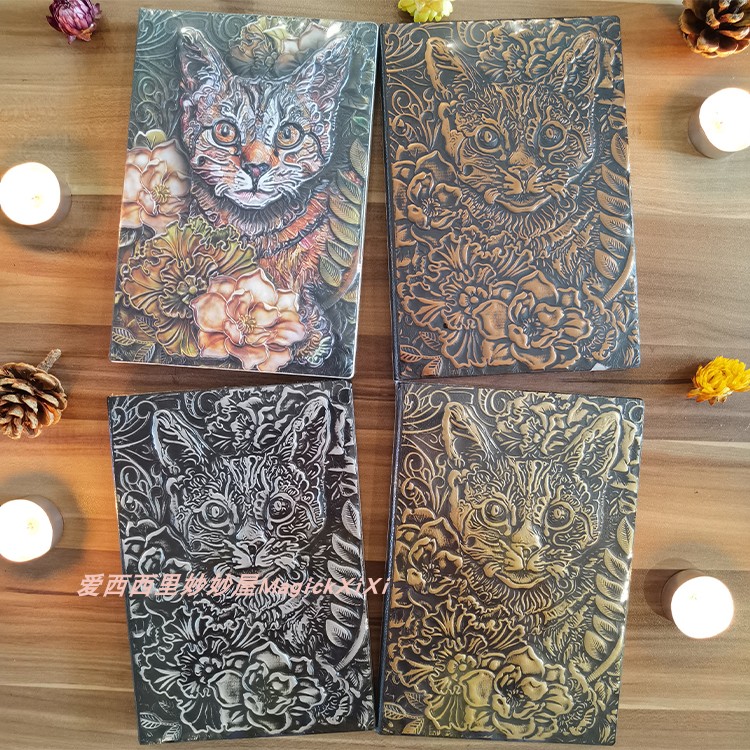 European-style three-dimensional embossed color cute cat retro notebook hand account business student diary notepad office