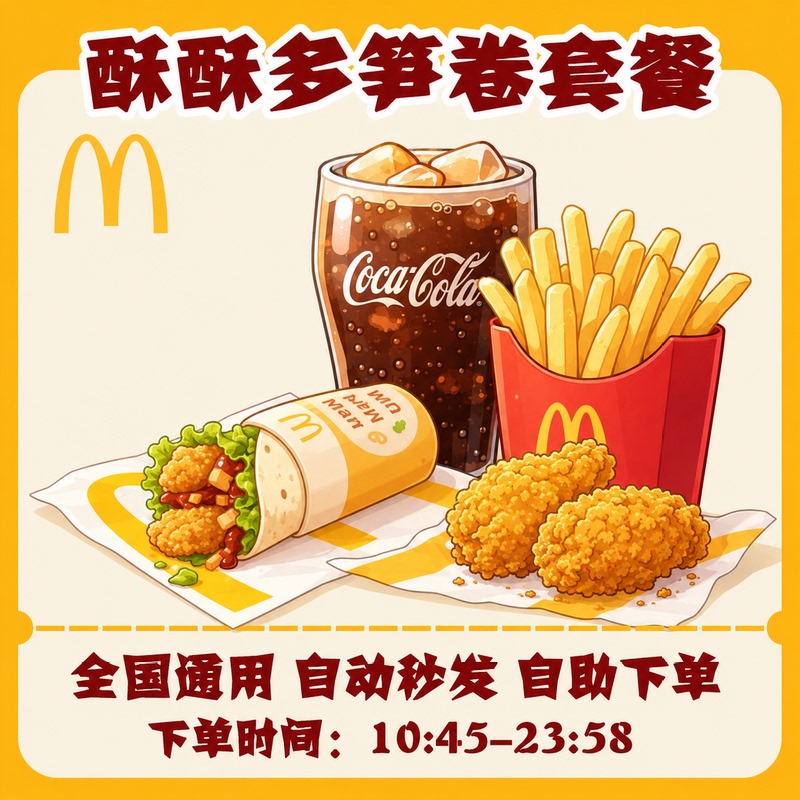 Mcdonald's Automatic Ordering Service for Crispy Bamboo Shoot Rolls and Chicken Rolls, Single Item Combo, Nationwide Special Offer