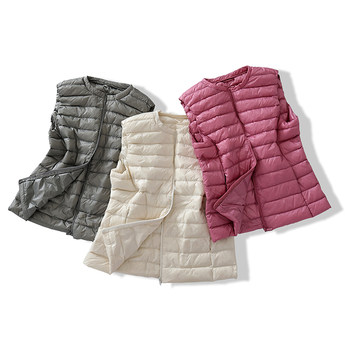 2025 Autumn and Winter New Lightweight Collarless down Vest Women's Vest Korean Style Short Warm Jacket