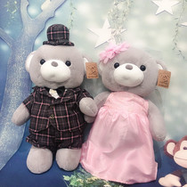 High-end wedding gift press bed doll pair of plush teddy bear teddy bear teddy bear doll birthday doll to send girlfriends