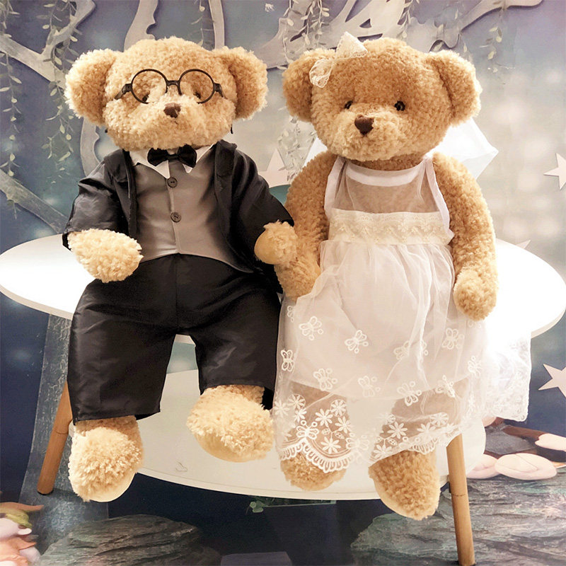 High-end wedding gift Western-style wedding plush toy bear couple pressing dolls for sister girlfriend engaged