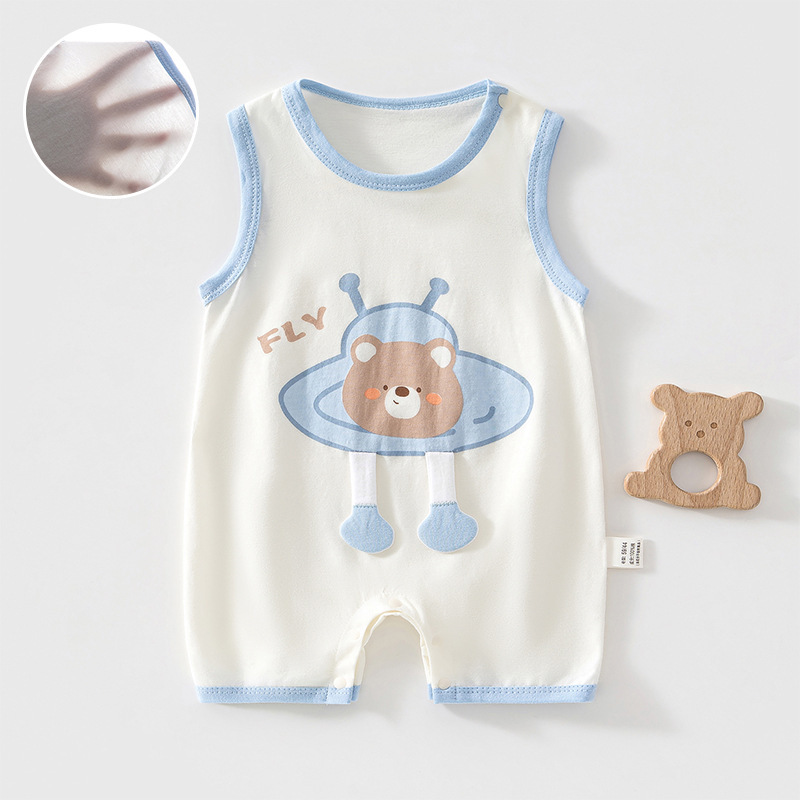 Baby Summer Clothes, Vests and Waistcoats, Super Cute Summer Thin Sleeveless Rompers, Newborn Infant Jumpsuits, Breathable