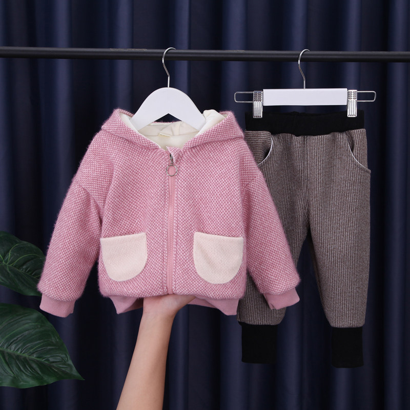 Girls plus suit autumn and winter gas girls baby 2021 new two - piece Korean baby pack out of the body