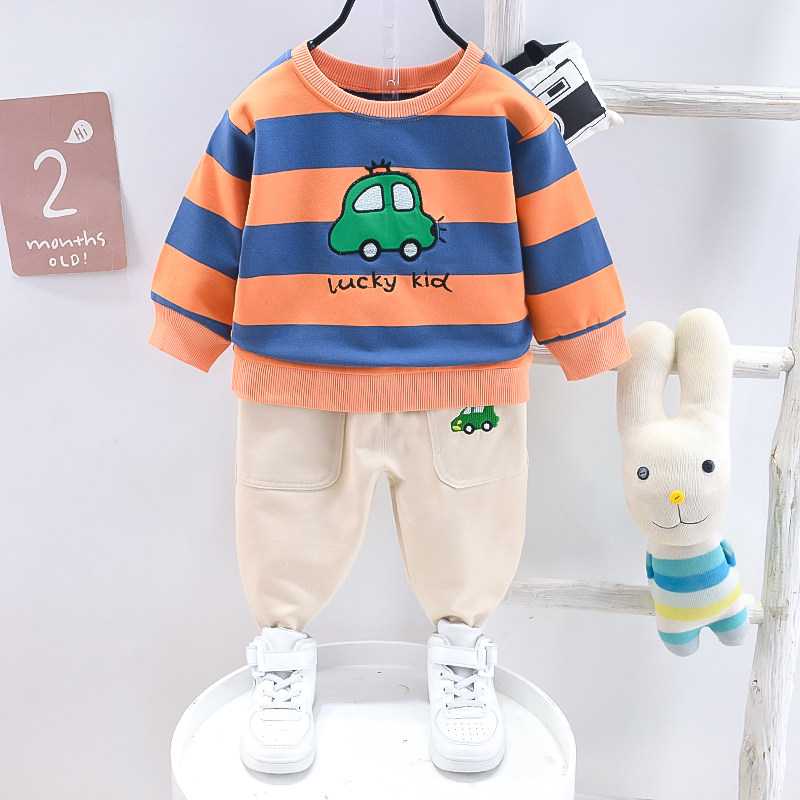 Boy's two - piece cotton set girl spring and autumn suit one year old baby jacket outside outfit of 8,810 months