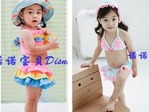 Foreign Trade Original Single Girl Lace Bathing Suit Three Sets Girls Korean Version Dress Rainbow Swimsuit Cute
