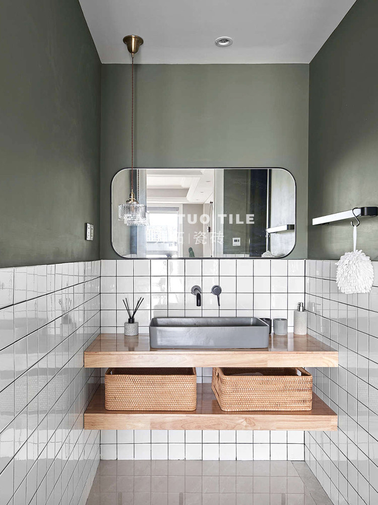 Nordic white wall tile toilet toilet 300X600 bread brick small square brick kitchen bathroom powder room tile
