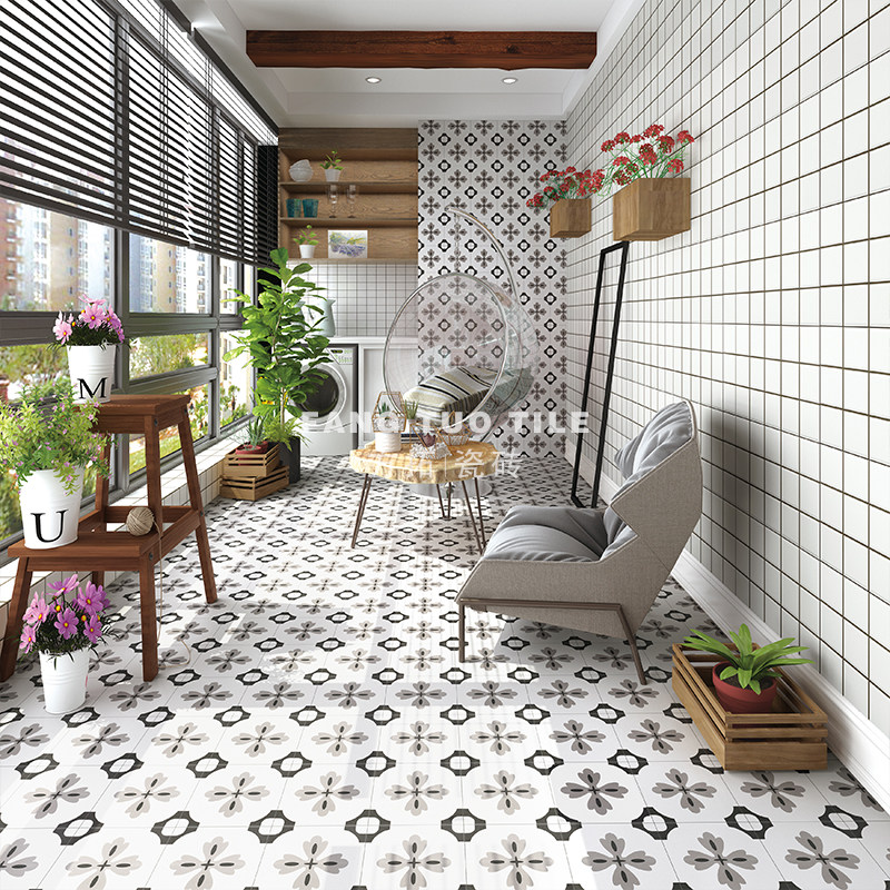 Nordic net red full porcelain with wind flower brick Tile Kitchen Wall Brickwork Brick Dressing Room Floor Tiles 200x200 Flower pieces