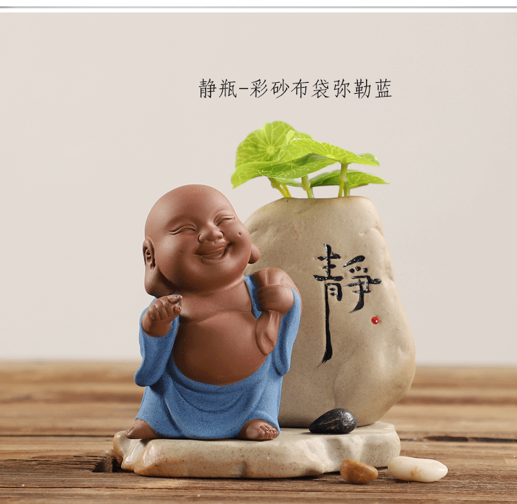 Đồ gốm sáng tạo bình gốm thủy canh nhỏ bình giả đá trang trí nhà Zen trà đạo trà trang trí thú cưng tùy chỉnh - Vase / Bồn hoa & Kệ chậu kẹp ban công