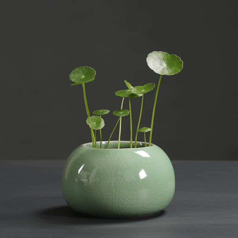 Ceramic Gogh Kiln Film Ceramic Hydroponic Pot No Pole Word Green Plant Container Small Fresh Desktop Flower Clear Warehouse