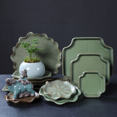 Ceramic flowerpot water collection tray, bonsai tray, small and large round lotus flower tray, potted plant base, flowerpot base plate