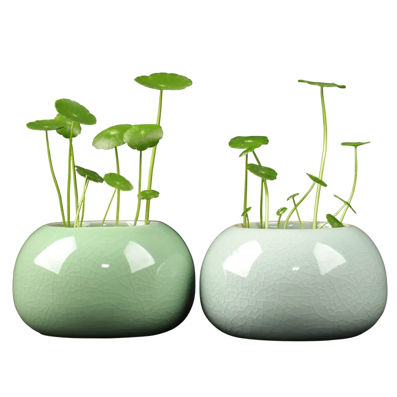 Ceramic Gogh Kiln Film Ceramic Hydroponic Pot No Pole Word Green Plant Container Small Fresh Desktop Flower Clear Warehouse