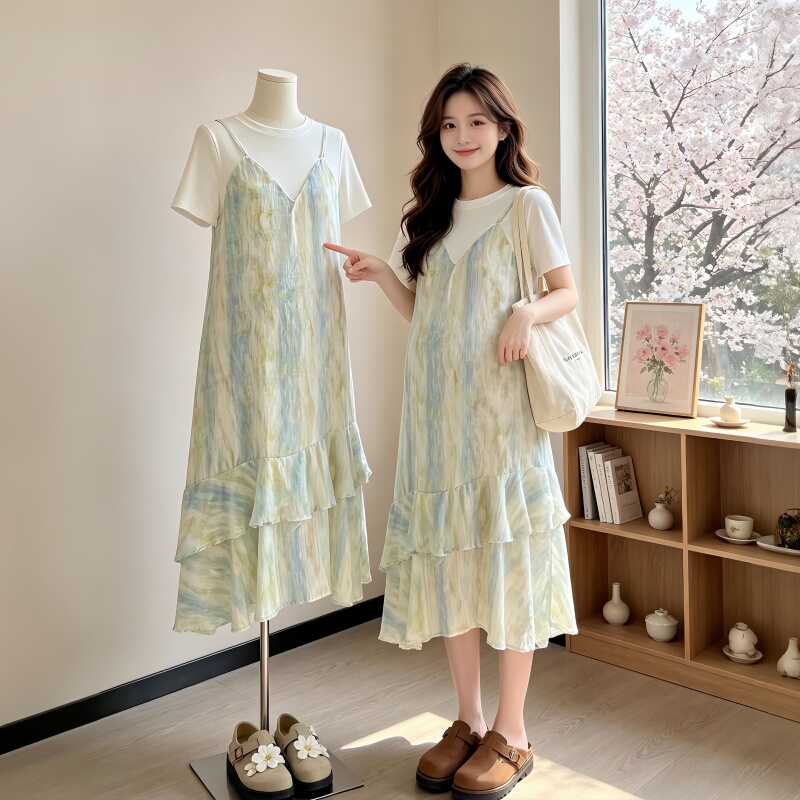 Maternity Wear Summer Dress 2026 New Style French Loose Large Size Non-Obtrusive Fake Two-Piece Long Dress Summer Maternity Dress Maternity Wear Summer Dress 2026 New Style French Loose Large Size Non-Obtrusive Fake Two-Piece Long Dress Summer Maternity Dress