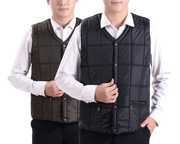 Áo vest nam trung niên cotton ấm áp Áo cổ chữ V cotton mùa thu và mùa đông dày vest