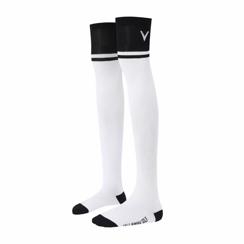 Callawav Genuine Golf Socks Spring and Autumn New Versatile Golf Women's Socks Elastic Comfortable Over-The-Knee Long Socks White