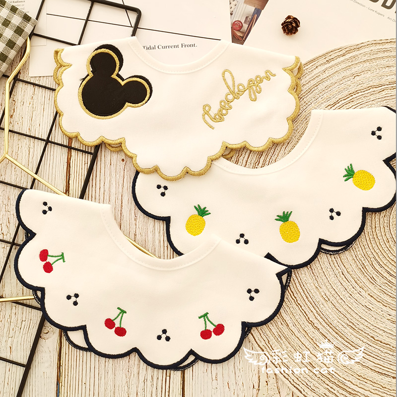 Saliva towel pure cotton baby newborn baby 360 round bib children's lace shape bib female princess fake collar