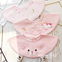 New waterproof saliva towel cotton cute baby baby round bib embroidery cartoon baby rice pocket children bib