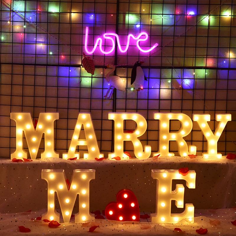 Romantic Valentine's Day led letter light proposal confession confession layout birthday confession dress trunk creative light card